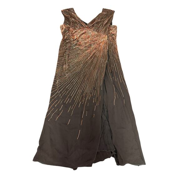 Roberto Cavalli 100% Silk Beaded Maxi Gown Brown/Orange sz 12 - Picture 1 of 15